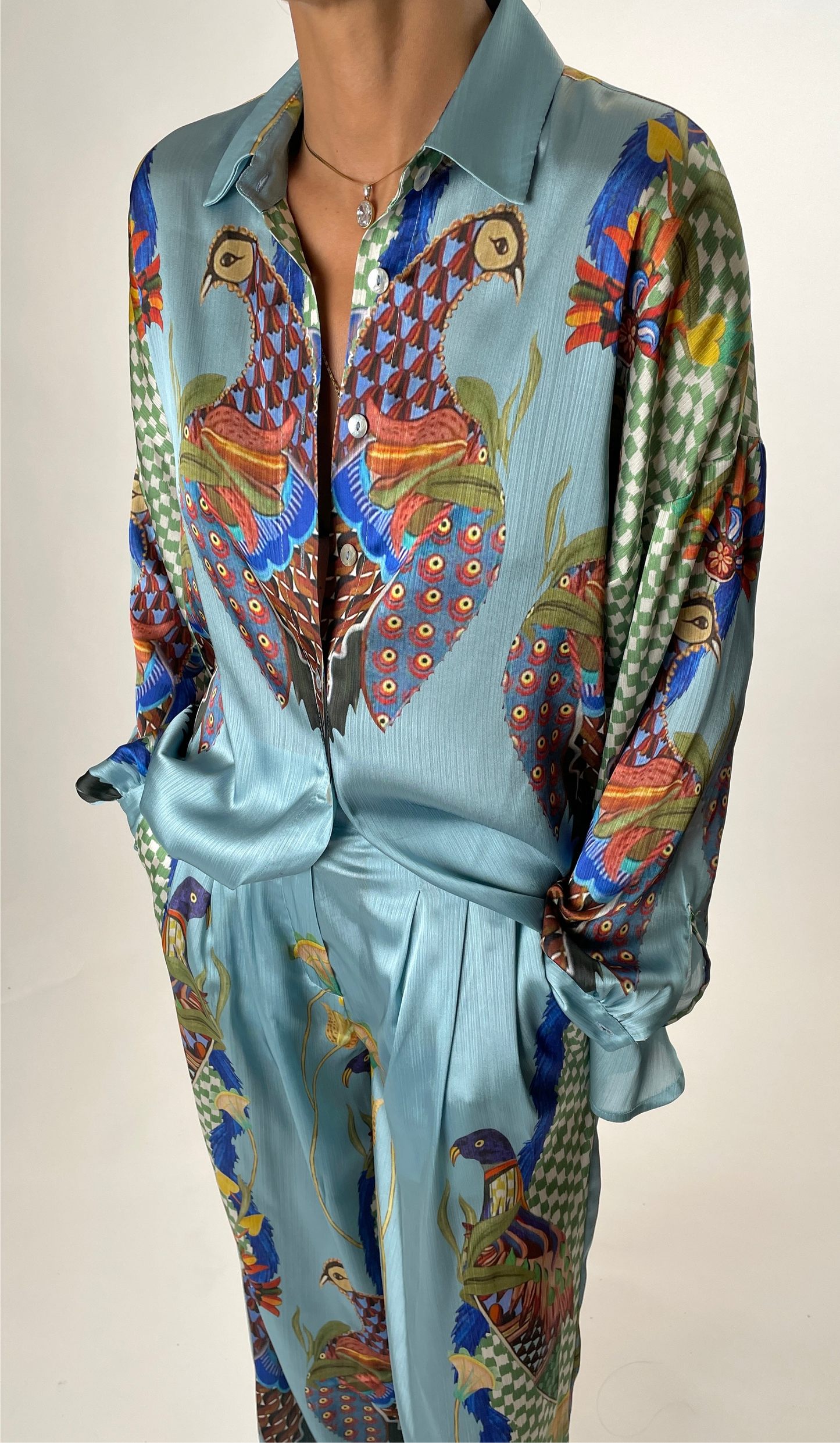 Thunderbird - Loose Fit Saten Gömlek