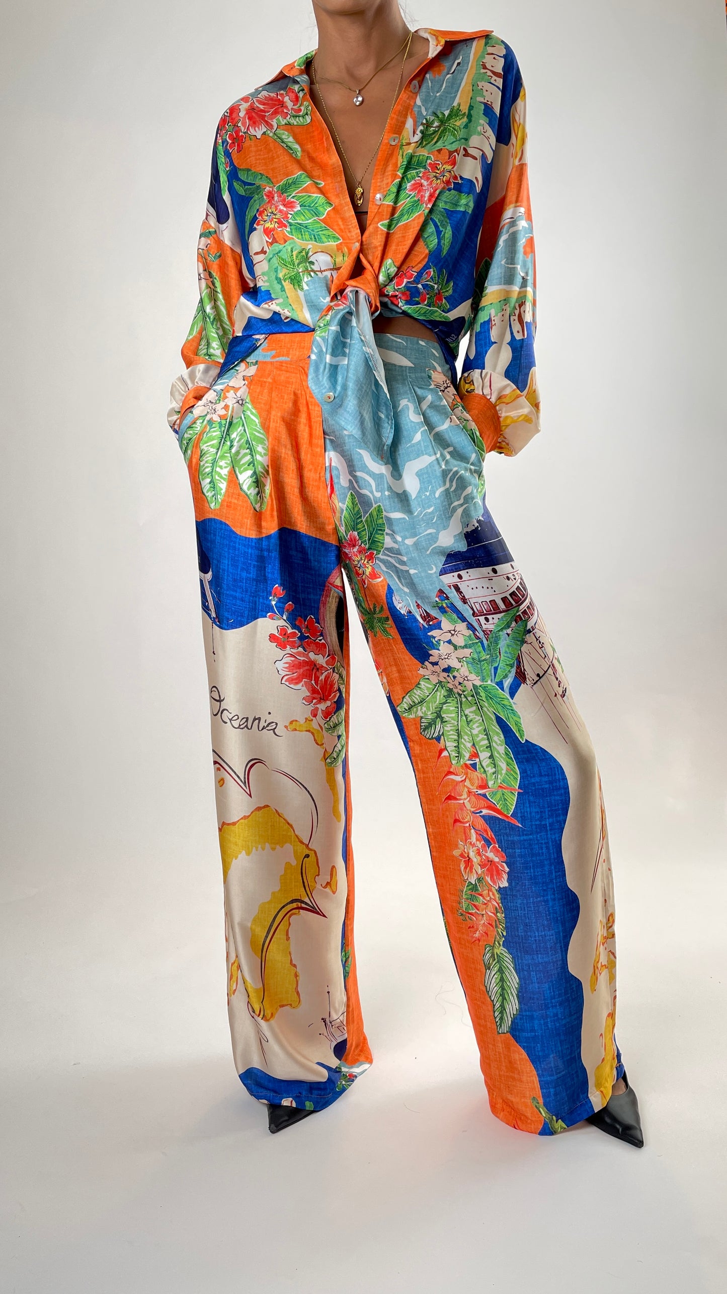 Earthsong - Loose Fit Saten Gömlek