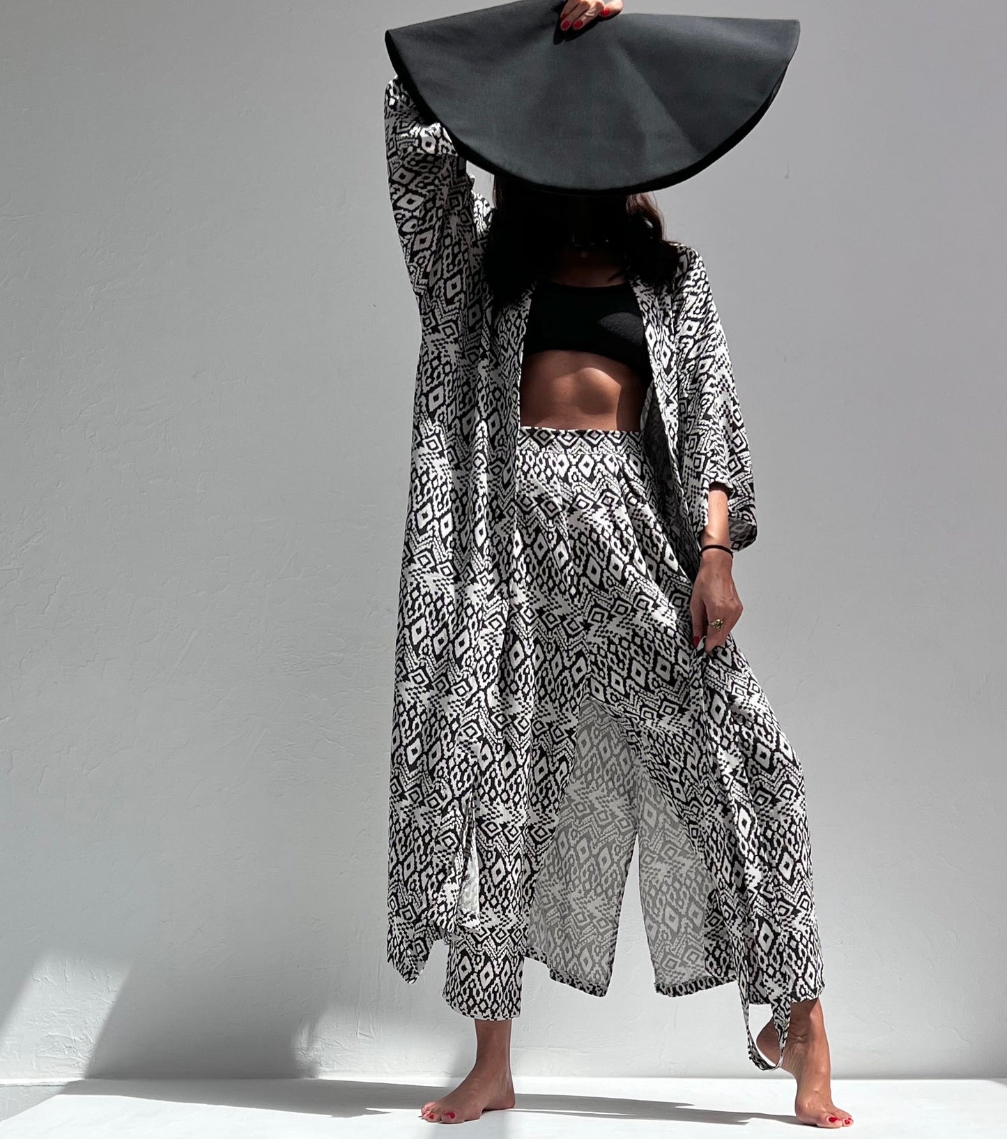 Black Ethnic - Uzun Kimono