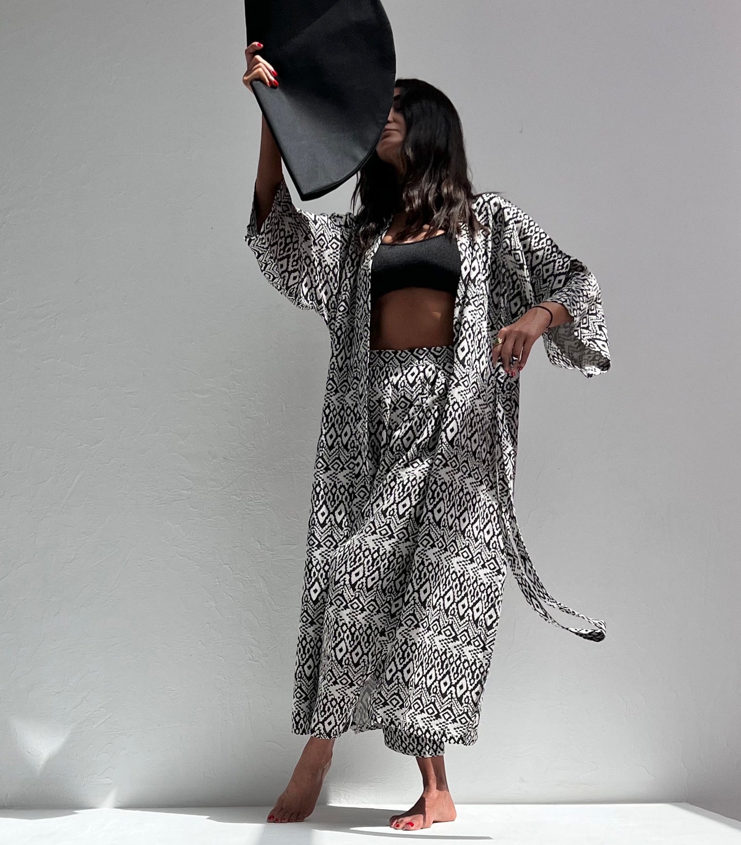 Black Ethnic - Uzun Kimono