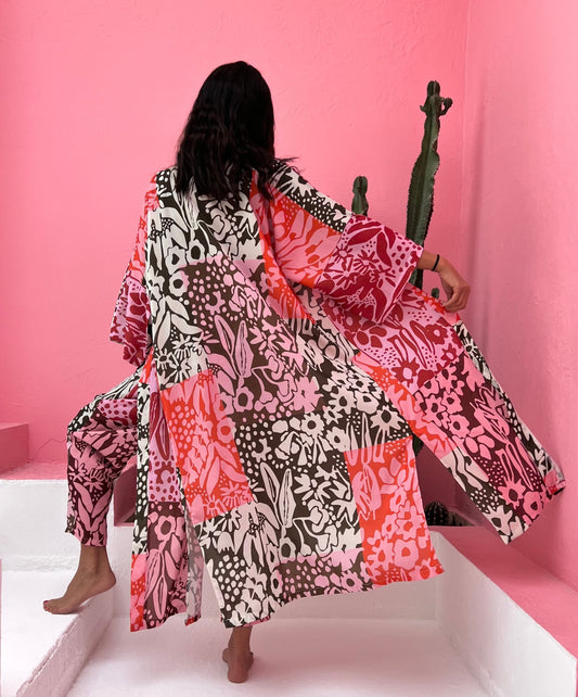Pink Flower - Uzun Kimono